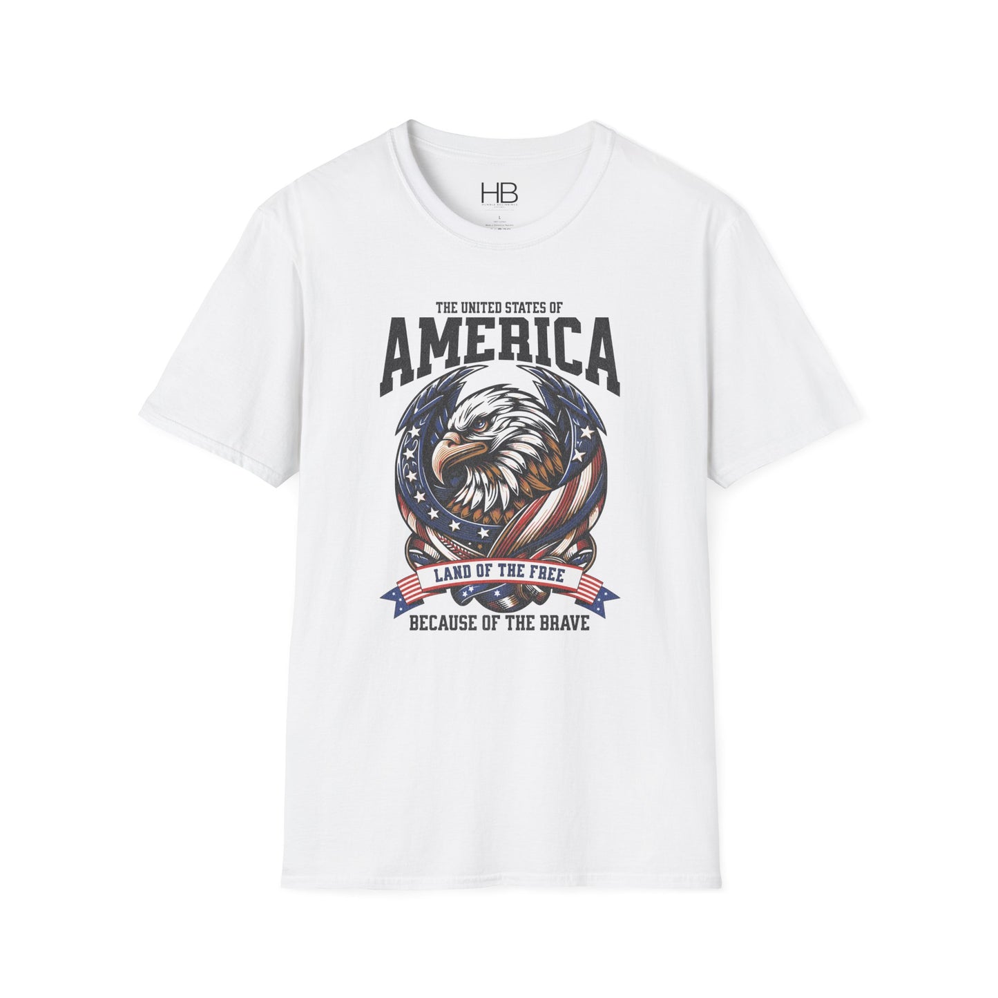 Land Of The Free Unisex Softstyle T-Shirt Black Letter