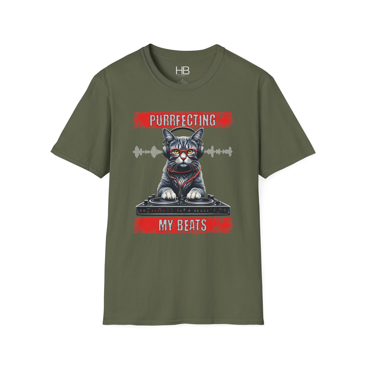 Purrfecting My Beats Unisex Softstyle T-Shirt White Wave