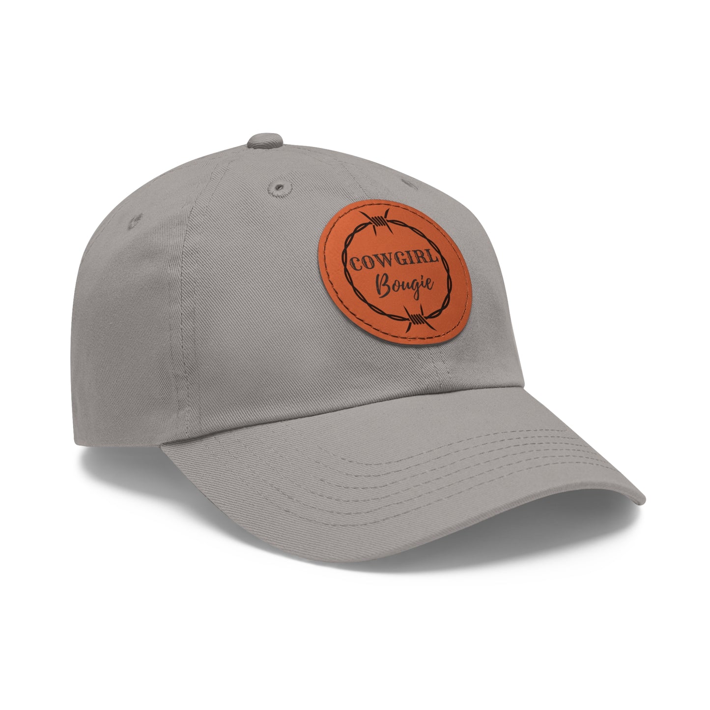 Cowgirl Bougie Barbed Wire Circle Logo Hat with Leather Patch (Round)