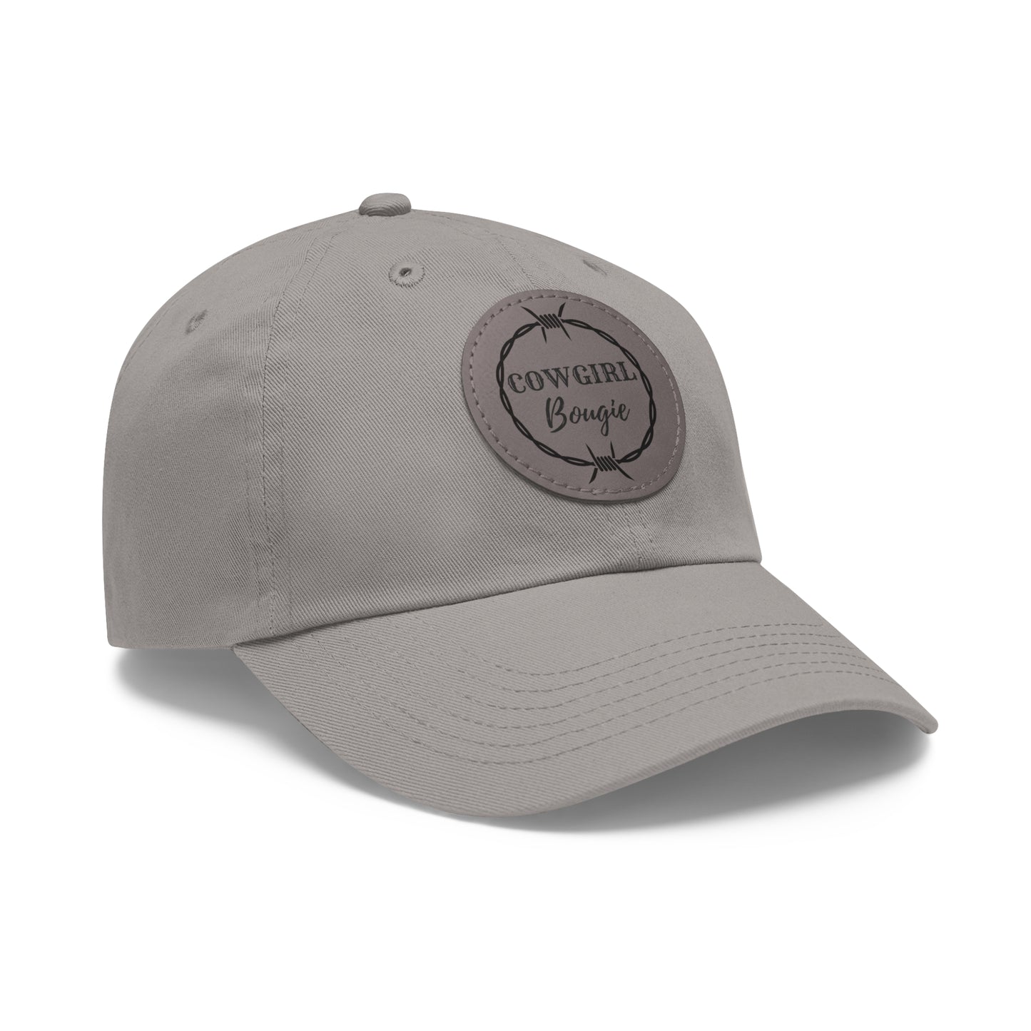 Cowgirl Bougie Barbed Wire Circle Logo Hat with Leather Patch (Round)