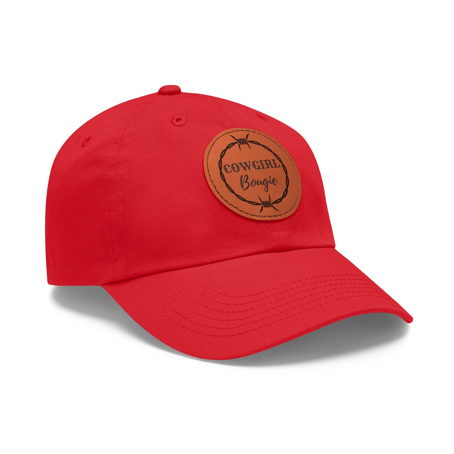 Cowgirl Bougie Barbed Wire Circle Logo Hat with Leather Patch (Round)
