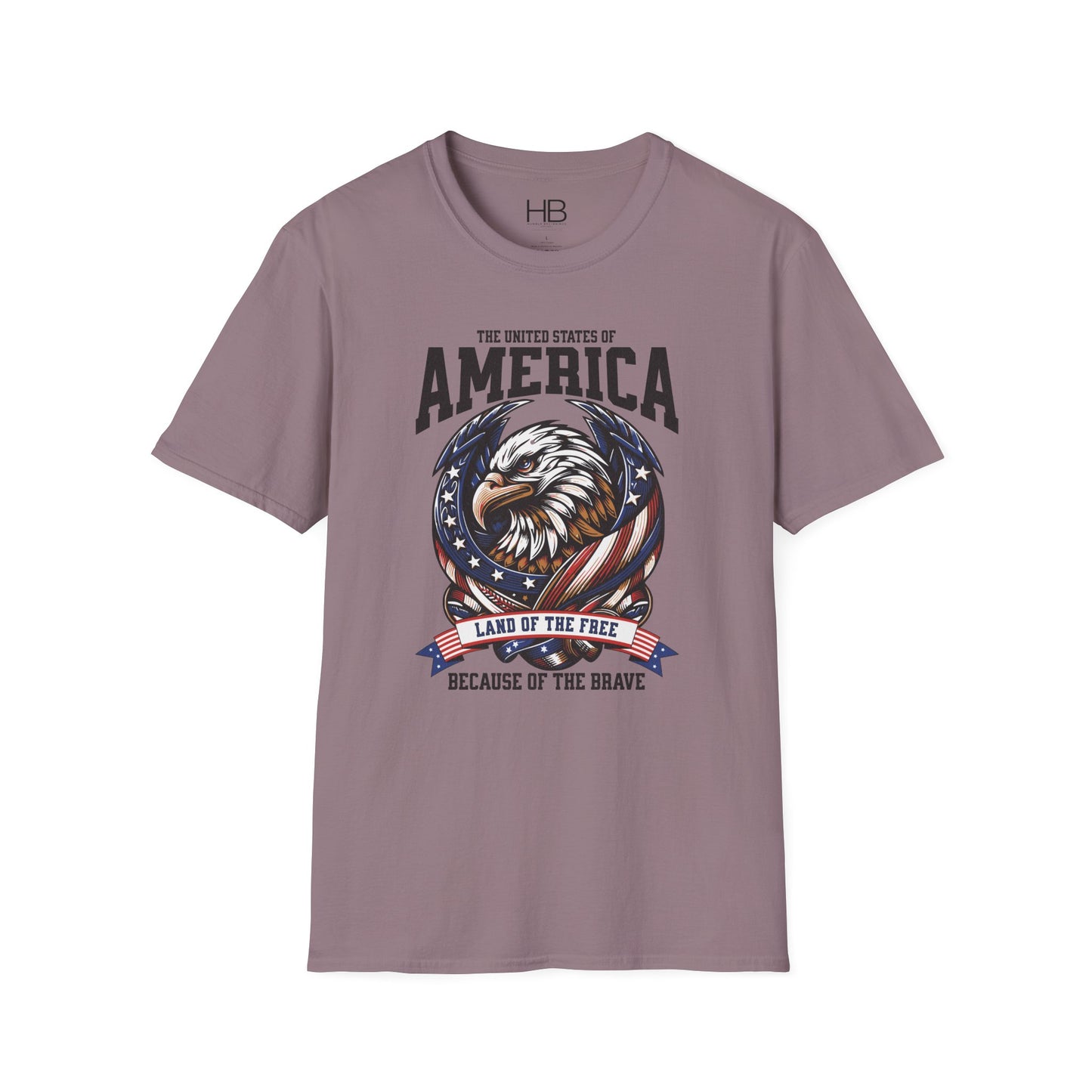 Land Of The Free Unisex Softstyle T-Shirt Black Letter