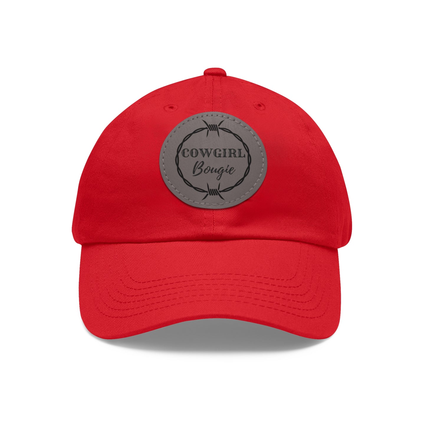 Cowgirl Bougie Barbed Wire Circle Logo Hat with Leather Patch (Round)