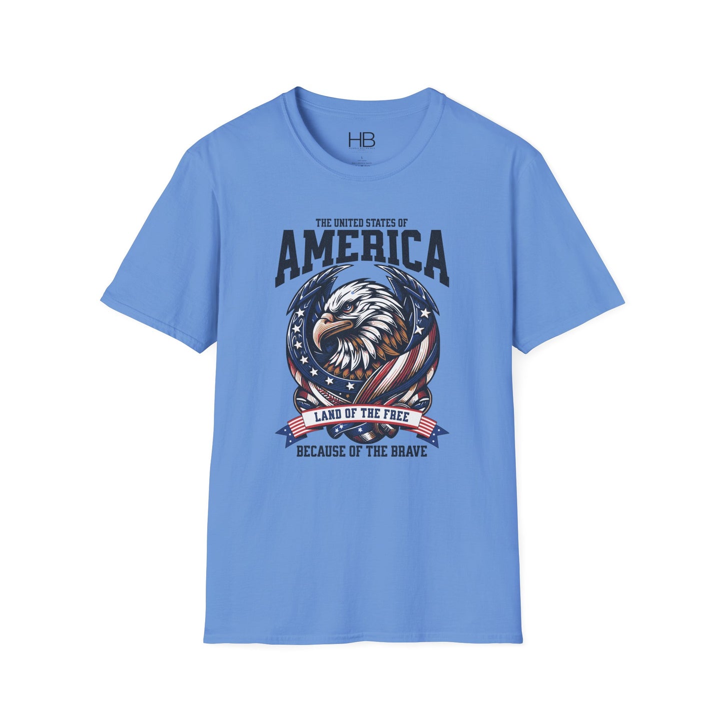Land Of The Free Unisex Softstyle T-Shirt Black Letter