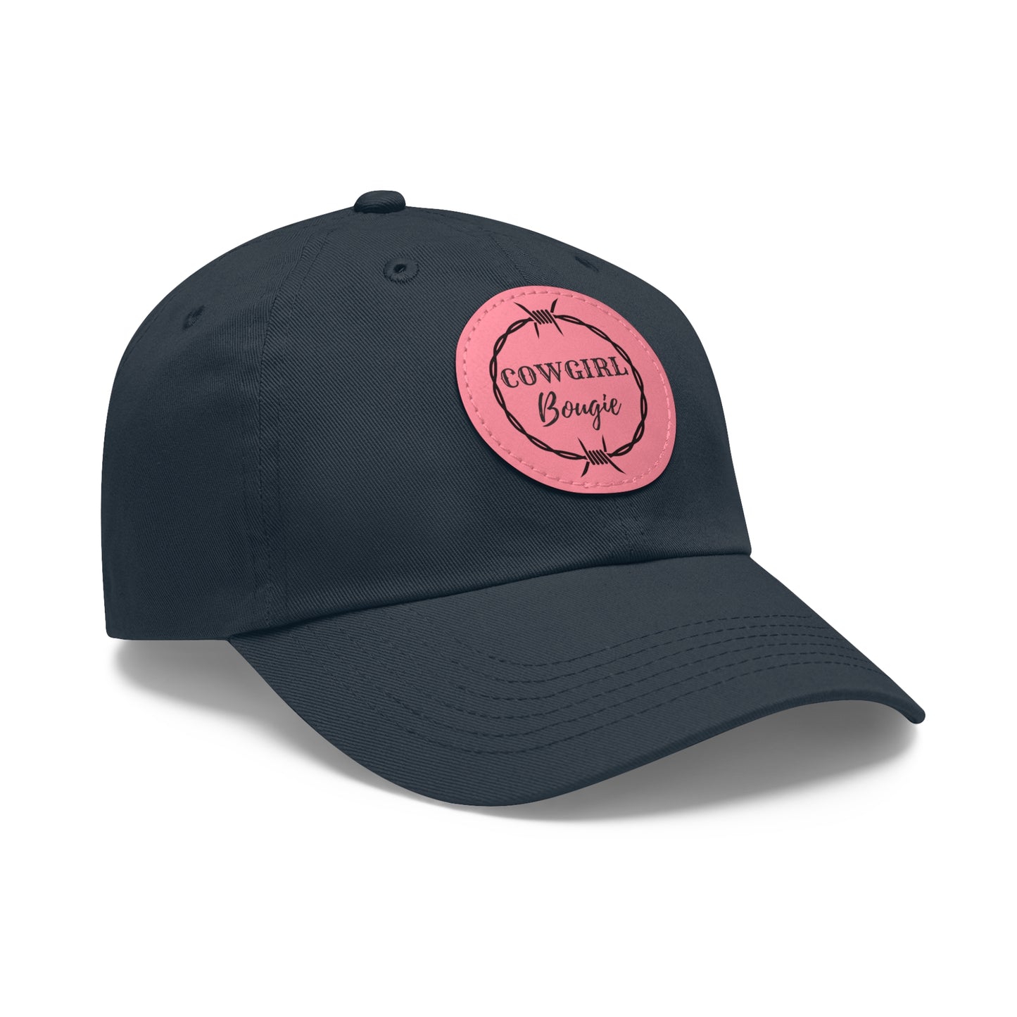 Cowgirl Bougie Barbed Wire Circle Logo Hat with Leather Patch (Round)