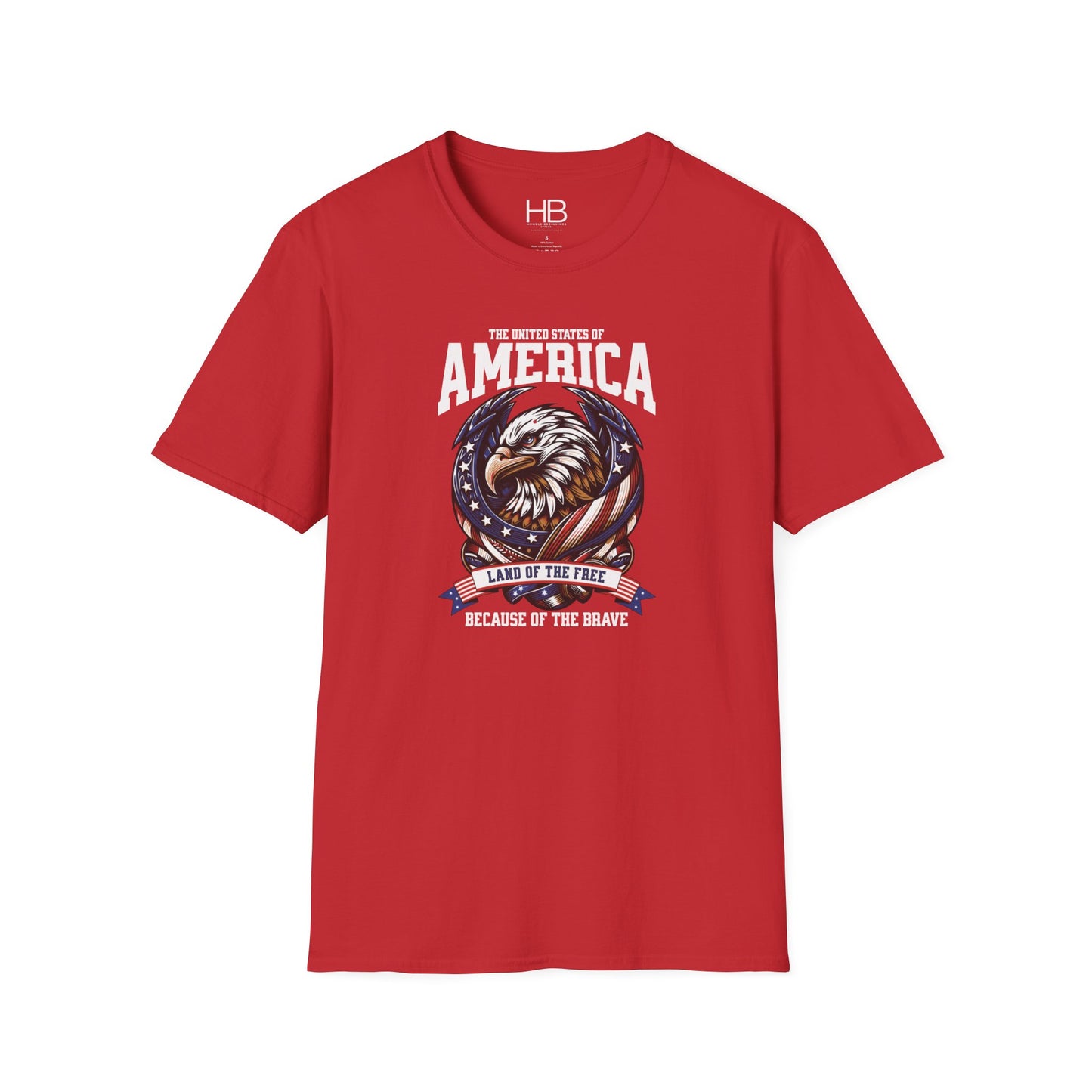 Land Of The Free Unisex Softstyle T-Shirt Black Letter
