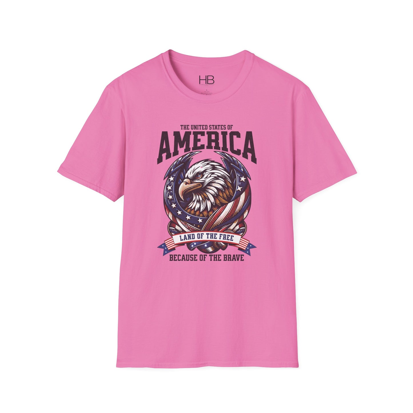 Land Of The Free Unisex Softstyle T-Shirt Black Letter