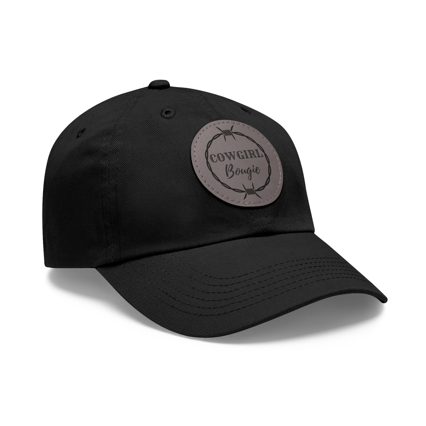 Cowgirl Bougie Barbed Wire Circle Logo Hat with Leather Patch (Round)
