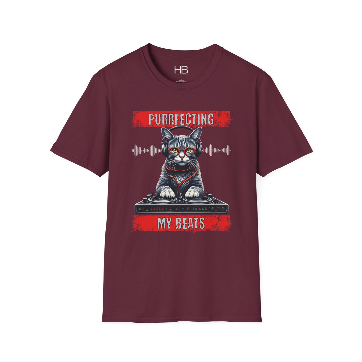 Purrfecting My Beats Unisex Softstyle T-Shirt White Wave