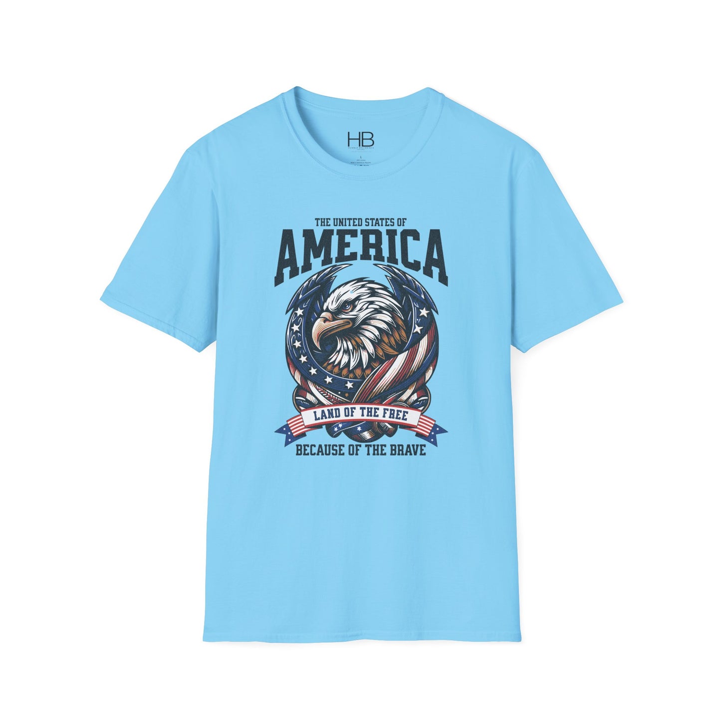 Land Of The Free Unisex Softstyle T-Shirt Black Letter