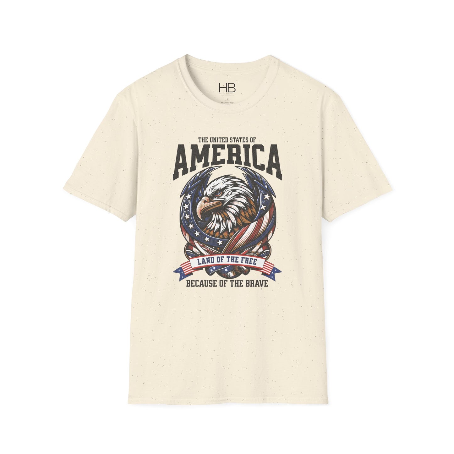 Land Of The Free Unisex Softstyle T-Shirt Black Letter