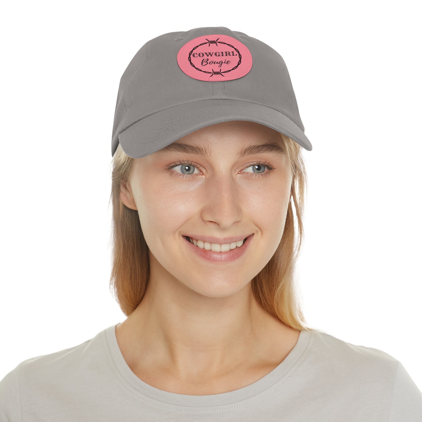 Cowgirl Bougie Barbed Wire Circle Logo Hat with Leather Patch (Round)