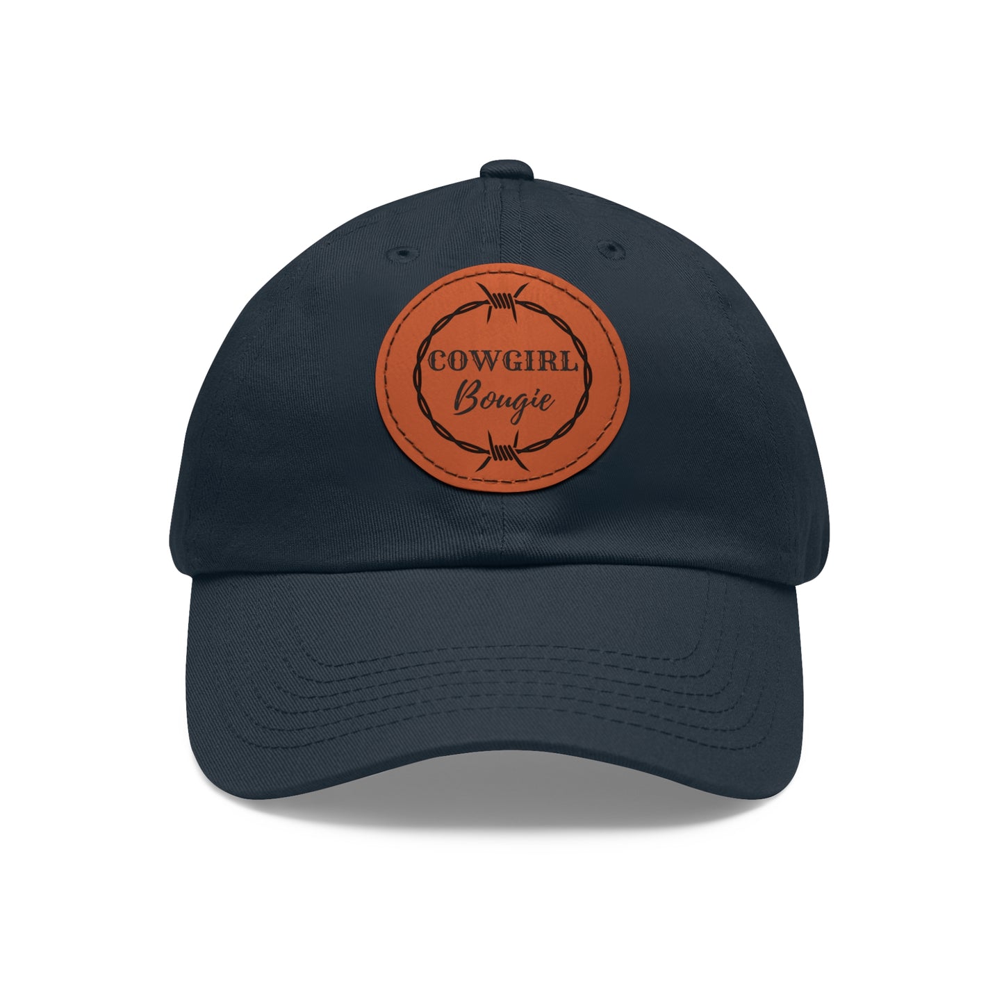 Cowgirl Bougie Barbed Wire Circle Logo Hat with Leather Patch (Round)