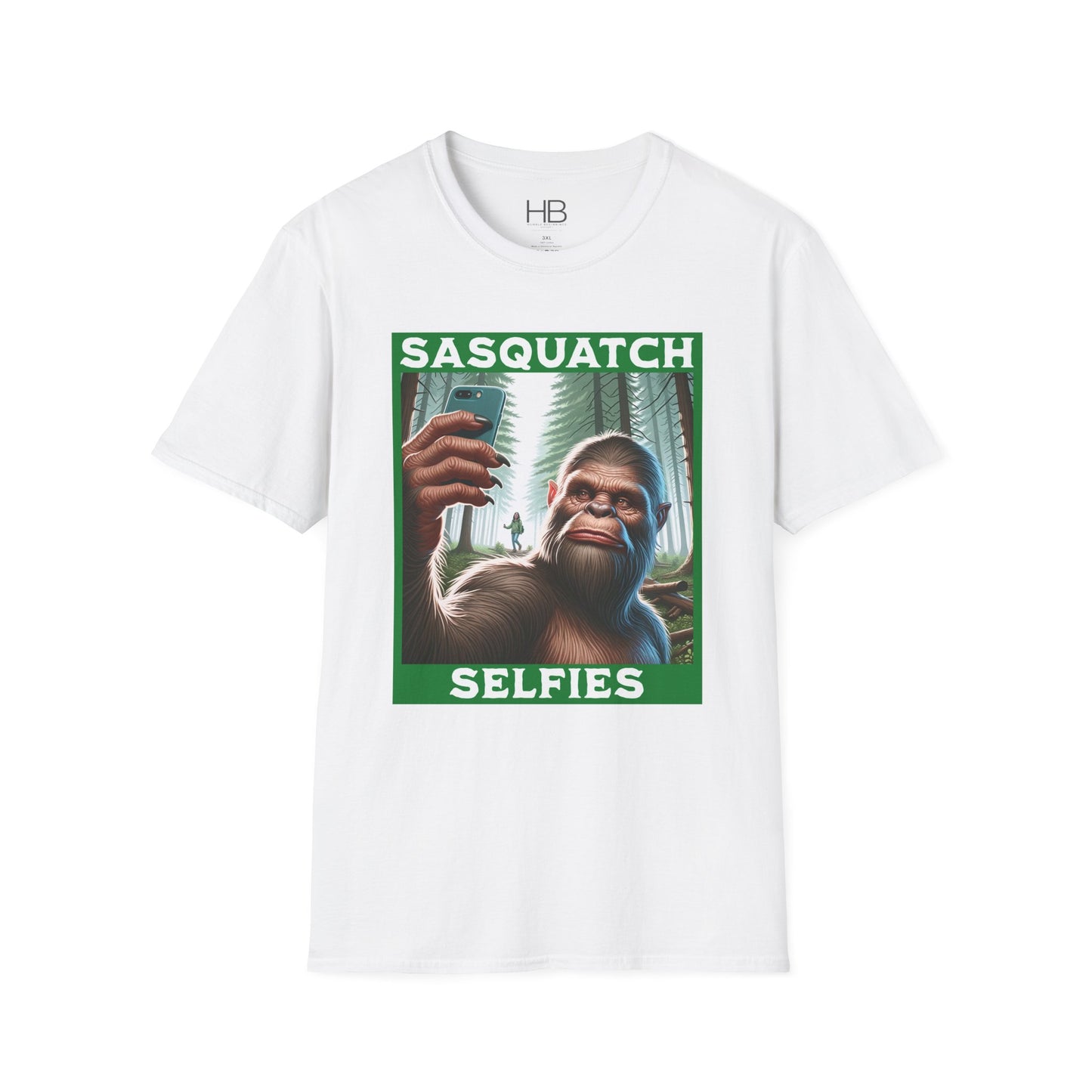 Sasquatch Selfies Unisex Softstyle T-Shirt White Lettering