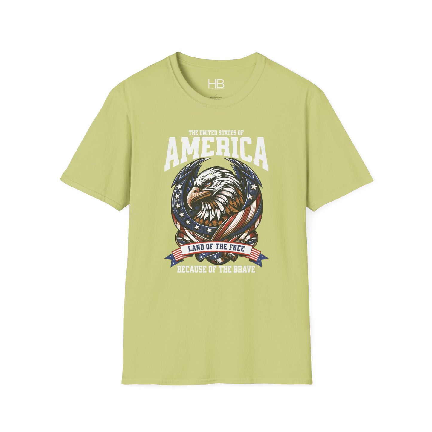 Land Of The Free Unisex Softstyle T-Shirt Black Letter