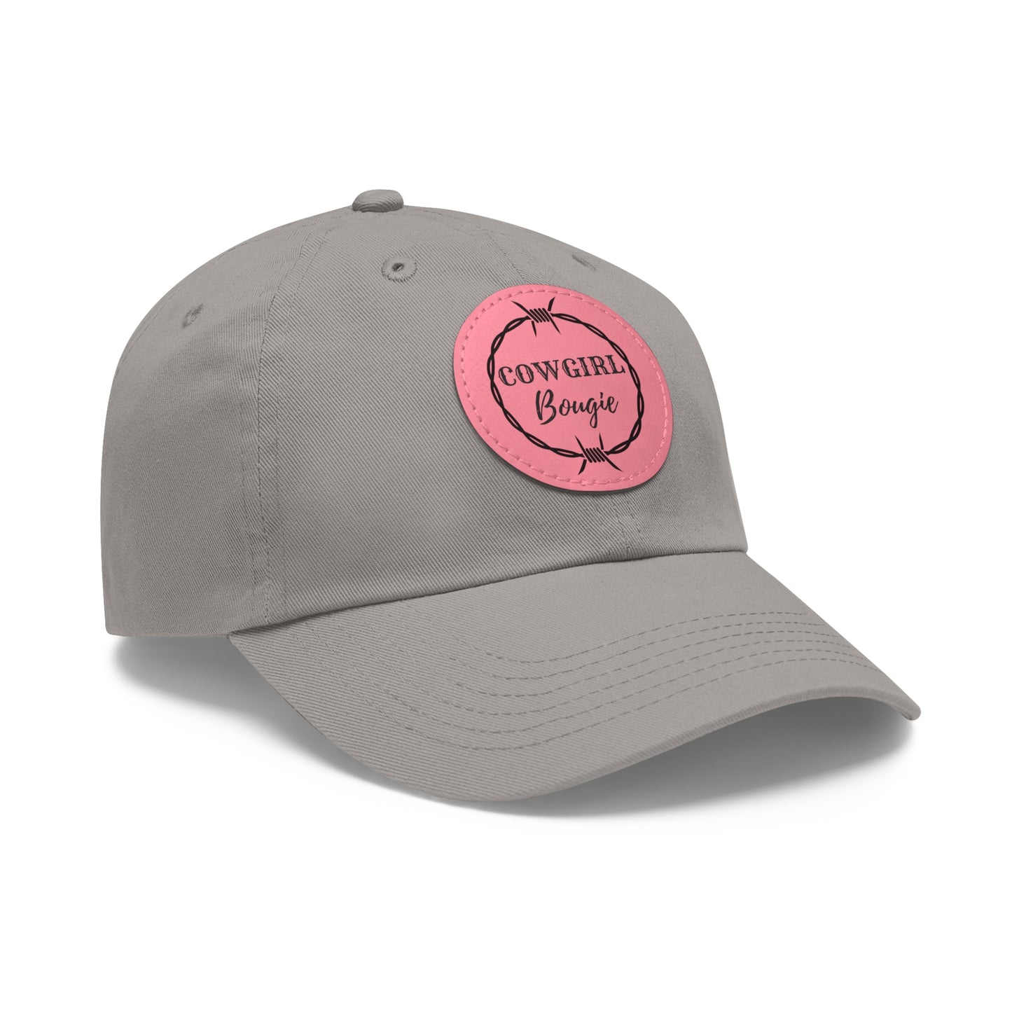 Cowgirl Bougie Barbed Wire Circle Logo Hat with Leather Patch (Round)