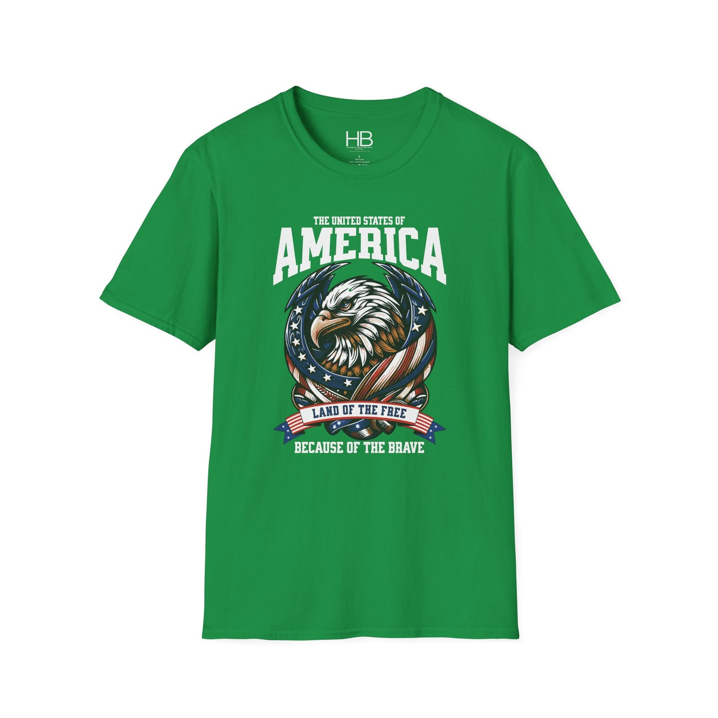 Land Of The Free Unisex Softstyle T-Shirt Black Letter
