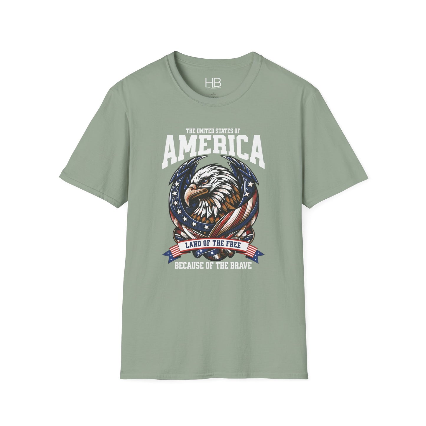Land Of The Free Unisex Softstyle T-Shirt Black Letter