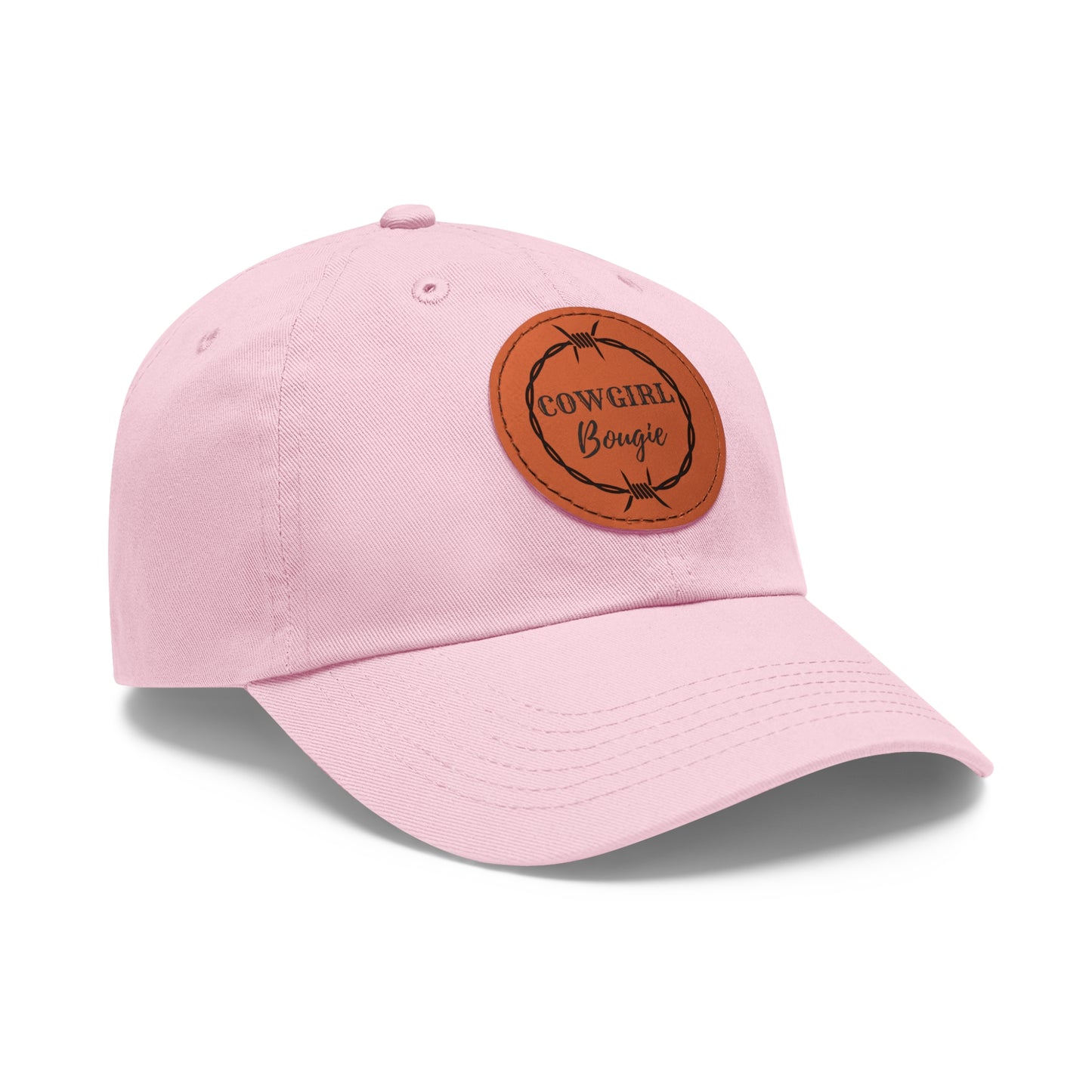 Cowgirl Bougie Barbed Wire Circle Logo Hat with Leather Patch (Round)