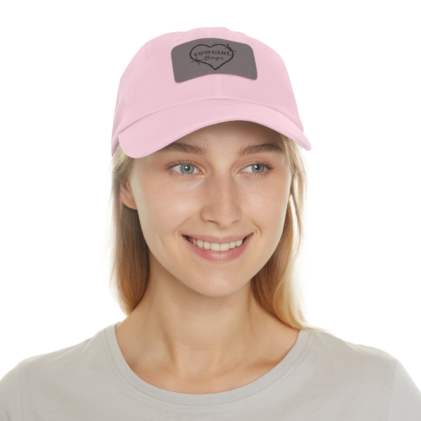 Cowgirl Bougie Barbed Wire Heart Logo Hat with Leather Patch (Rectangle)