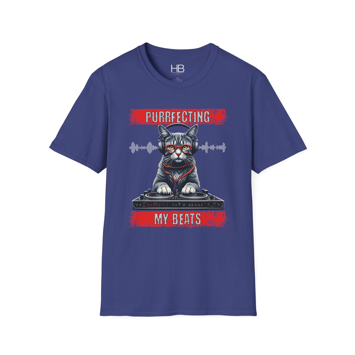 Purrfecting My Beats Unisex Softstyle T-Shirt White Wave