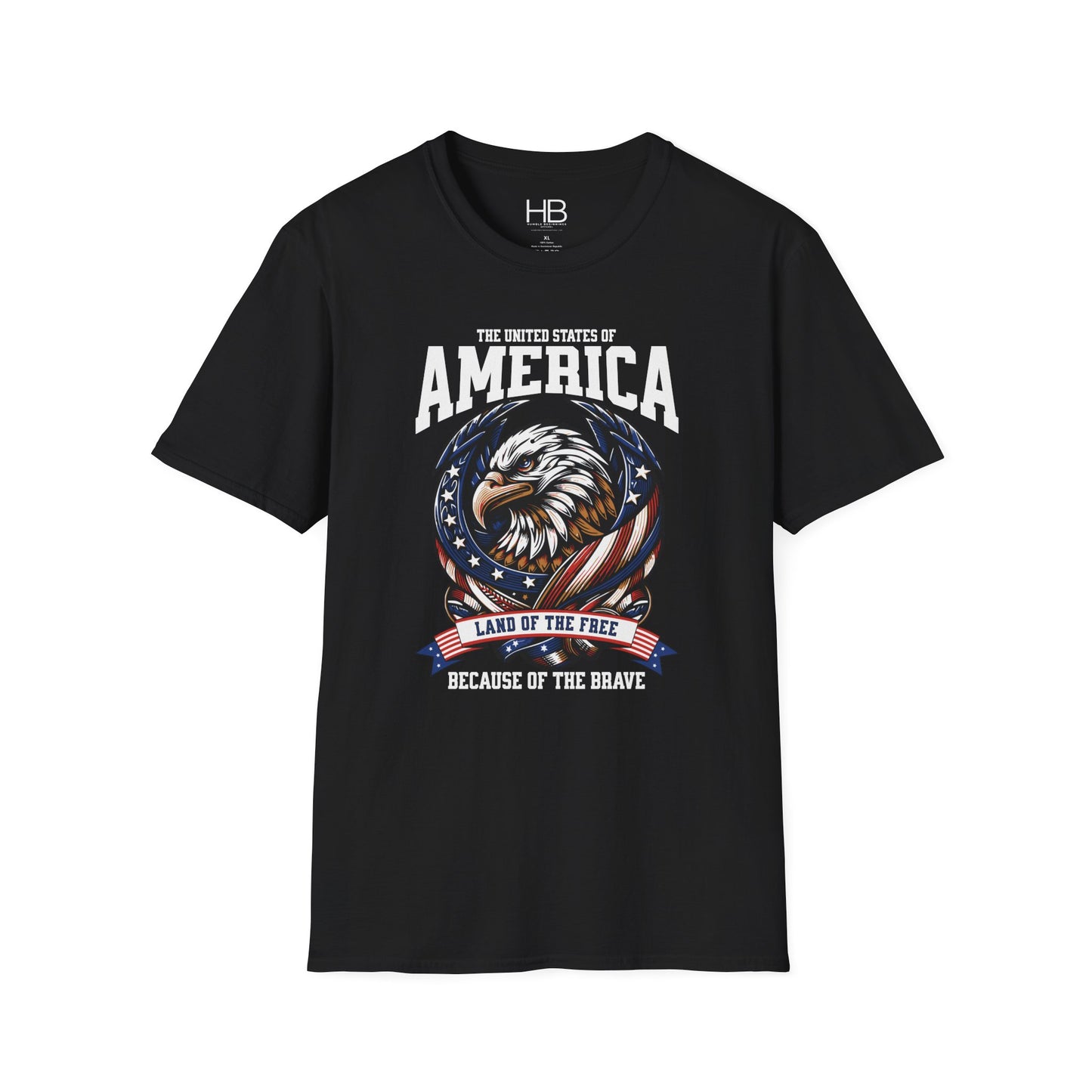 Land Of The Free Unisex Softstyle T-Shirt Black Letter