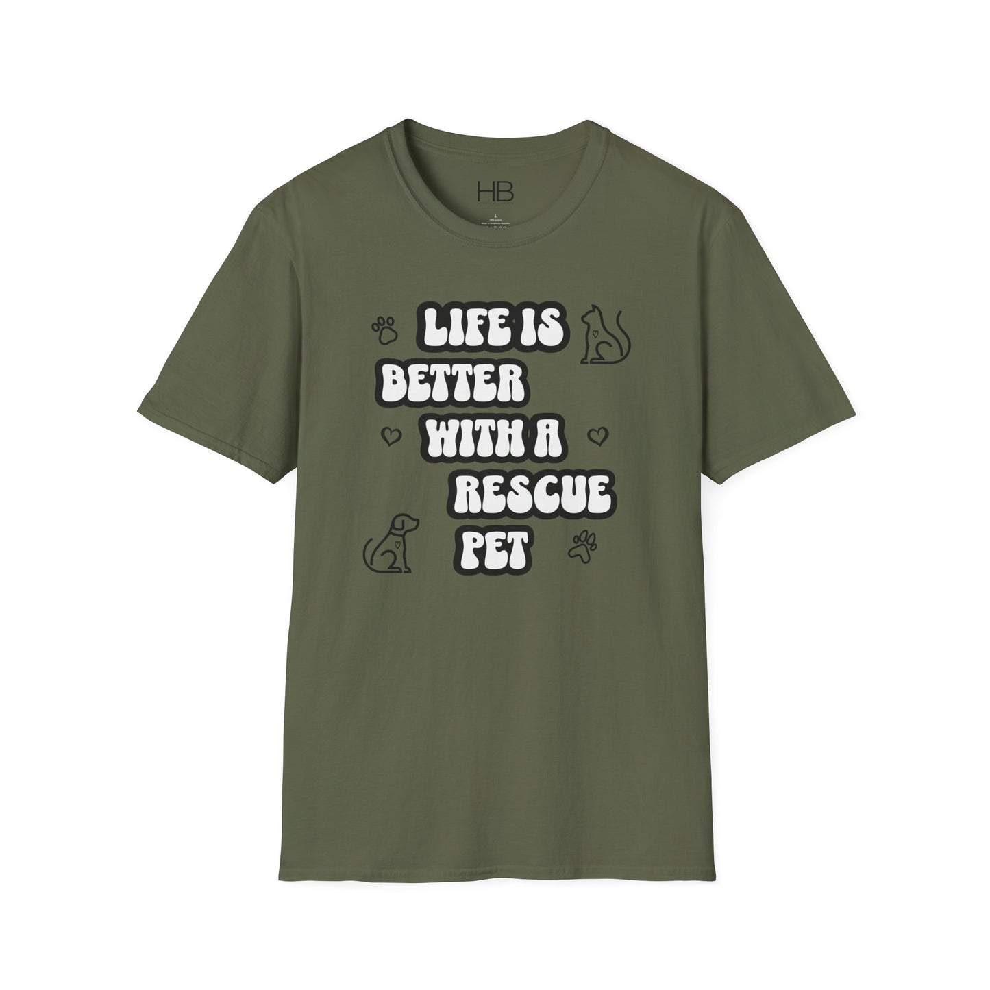 Life Is Better with a Rescue Pet Unisex Softstyle T-Shirt