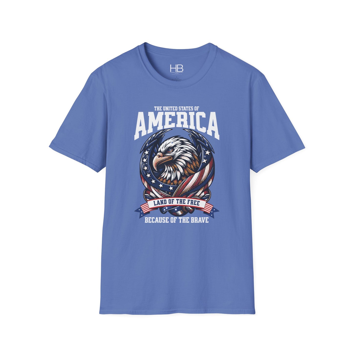 Land Of The Free Unisex Softstyle T-Shirt Black Letter