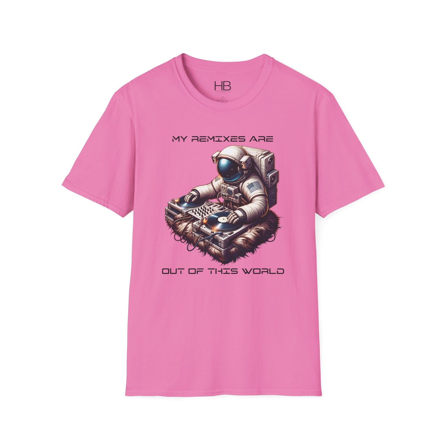 Astronaut DJ Unisex Softstyle T-Shirt Black Letter