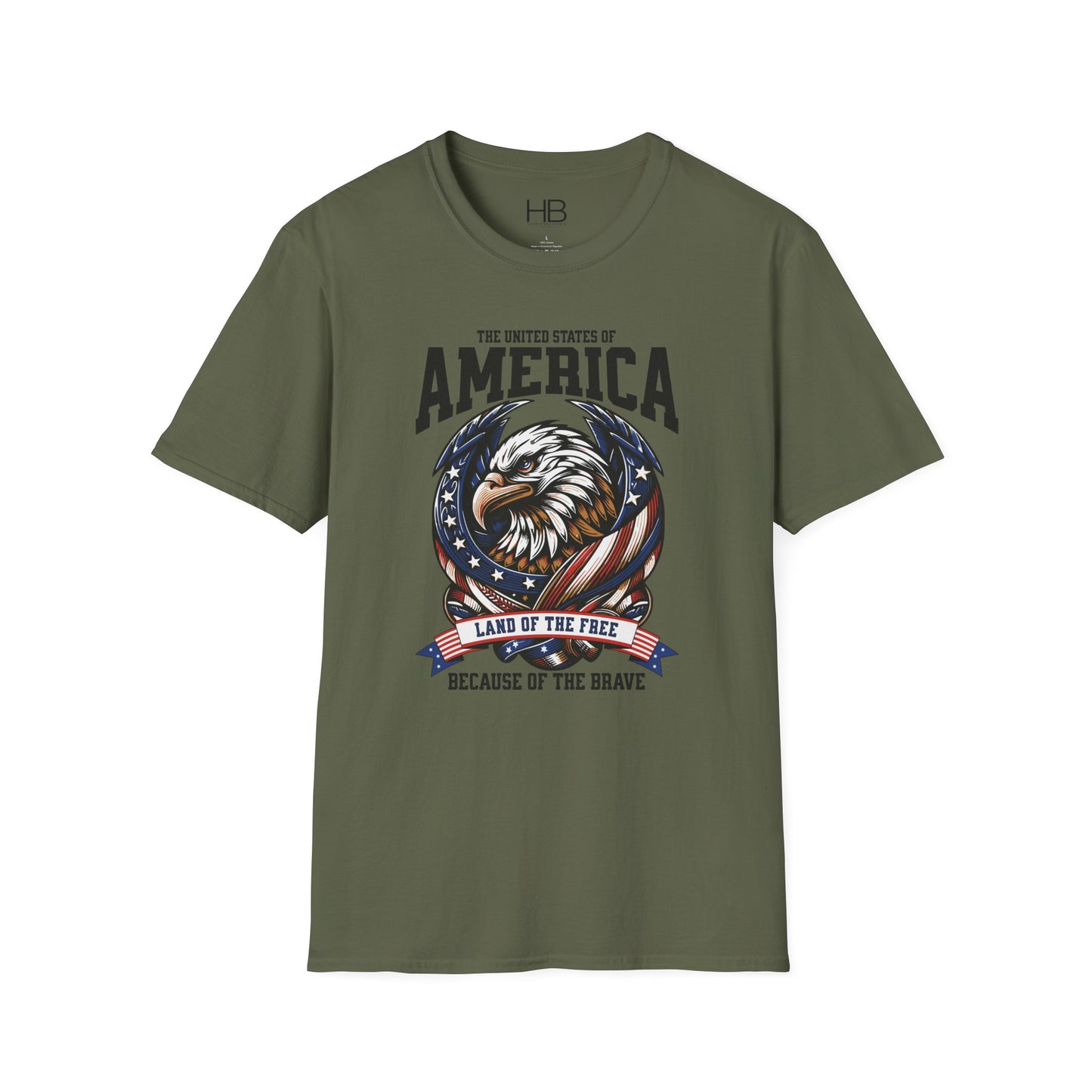 Land Of The Free Unisex Softstyle T-Shirt Black Letter