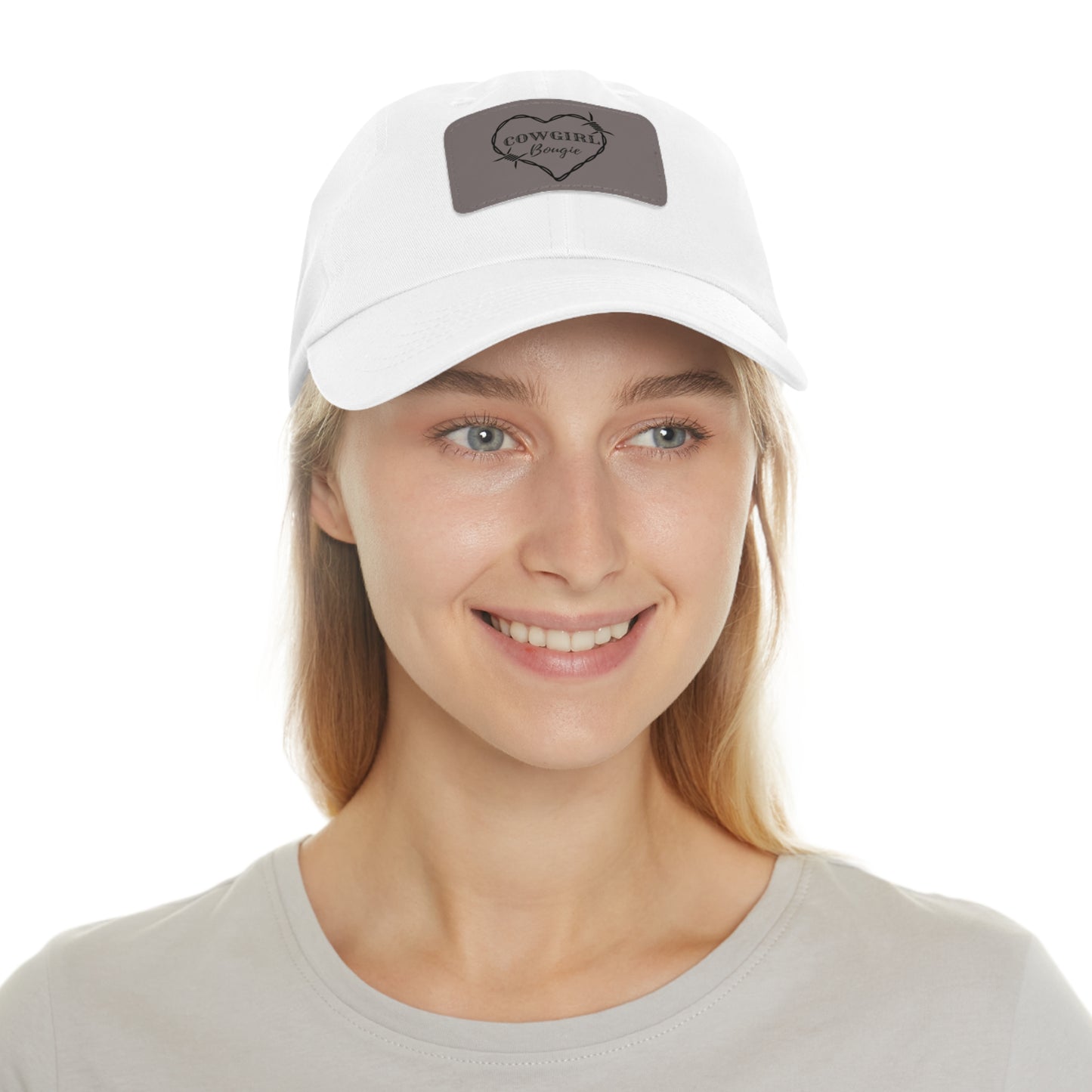 Cowgirl Bougie Barbed Wire Heart Logo Hat with Leather Patch (Rectangle)