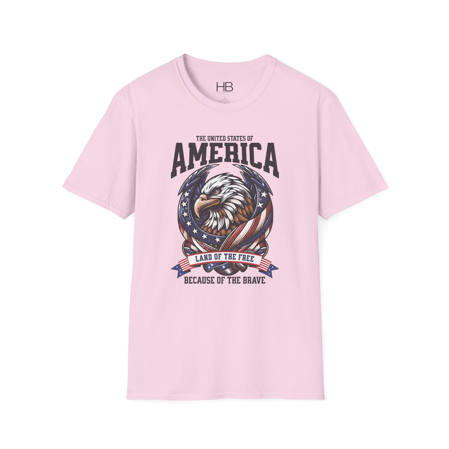 Land Of The Free Unisex Softstyle T-Shirt Black Letter