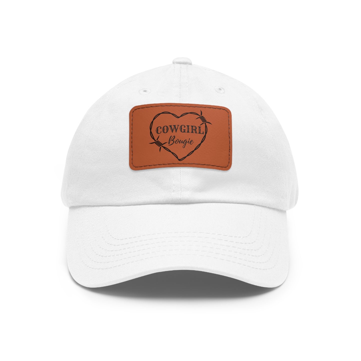 Cowgirl Bougie Barbed Wire Heart Logo Hat with Leather Patch (Rectangle)