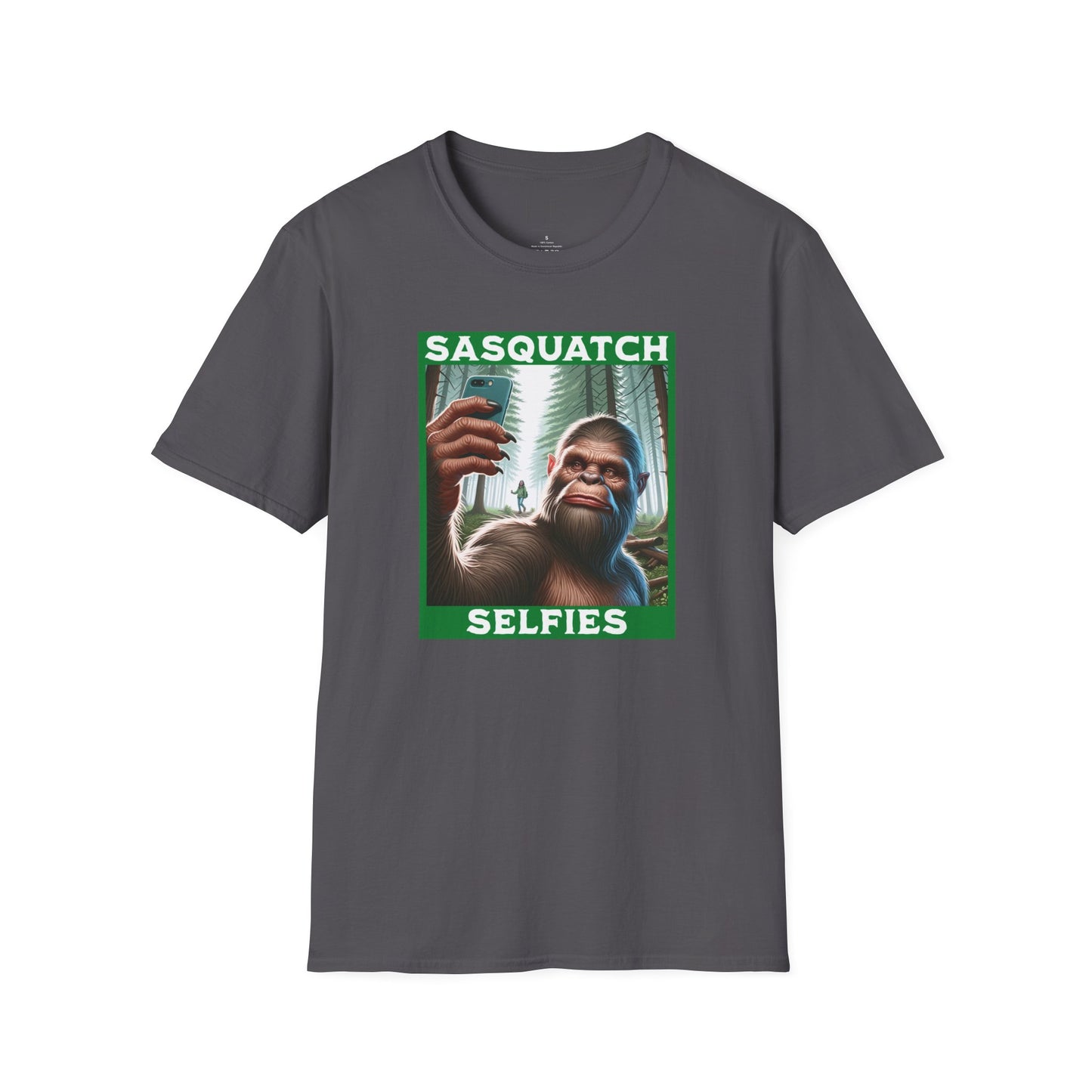 Sasquatch Selfies Unisex Softstyle T-Shirt White Lettering