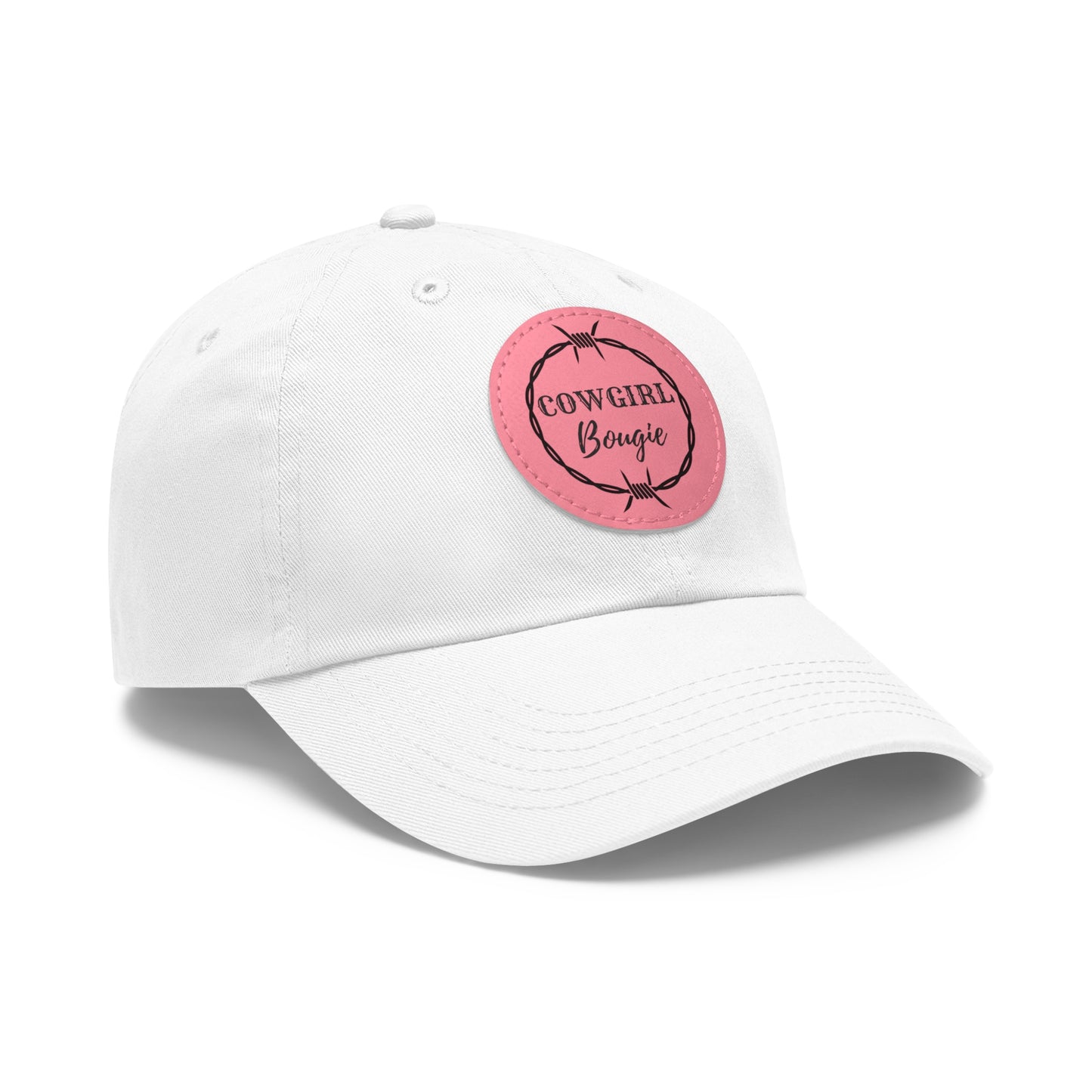Cowgirl Bougie Barbed Wire Circle Logo Hat with Leather Patch (Round)