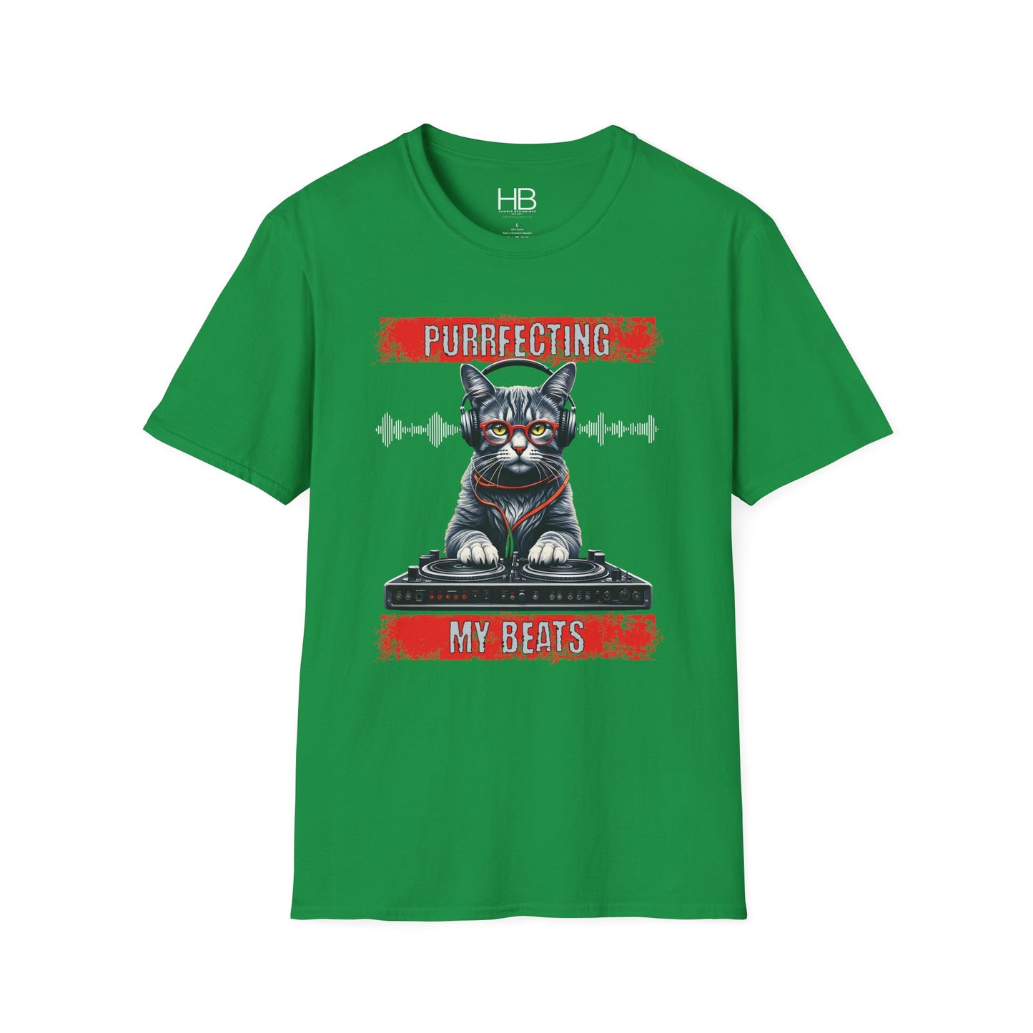 Purrfecting My Beats Unisex Softstyle T-Shirt White Wave
