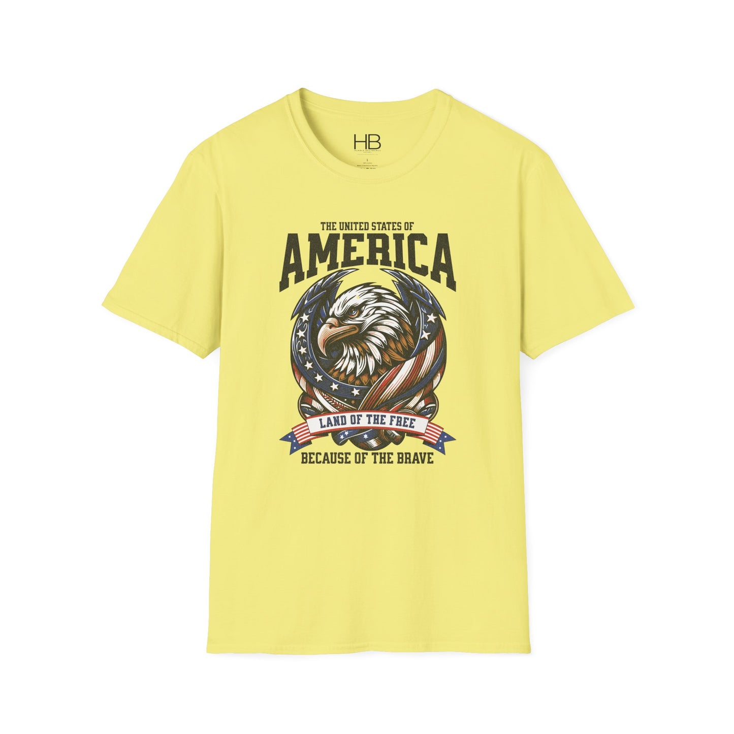 Land Of The Free Unisex Softstyle T-Shirt Black Letter
