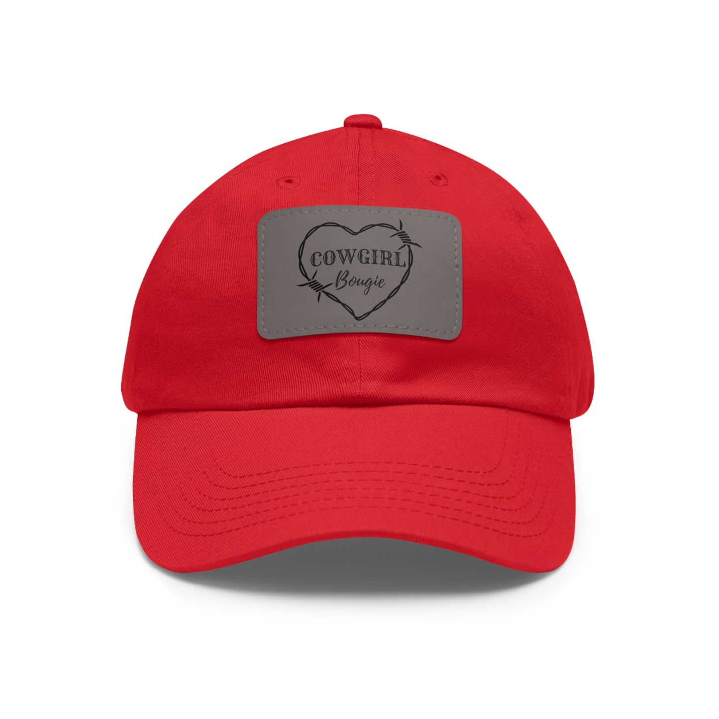 Cowgirl Bougie Barbed Wire Heart Logo Hat with Leather Patch (Rectangle)