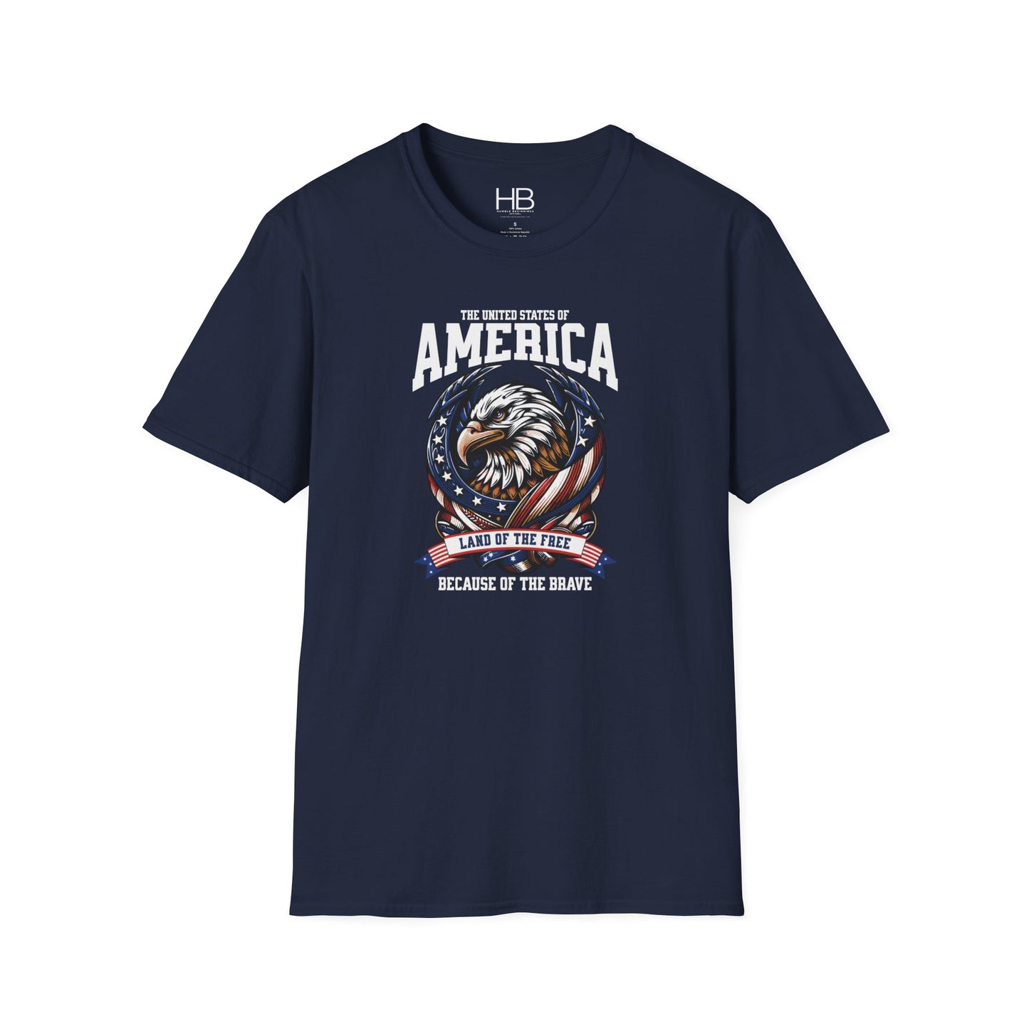 Land Of The Free Unisex Softstyle T-Shirt Black Letter