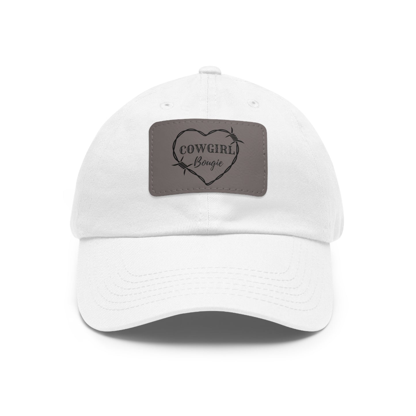 Cowgirl Bougie Barbed Wire Heart Logo Hat with Leather Patch (Rectangle)