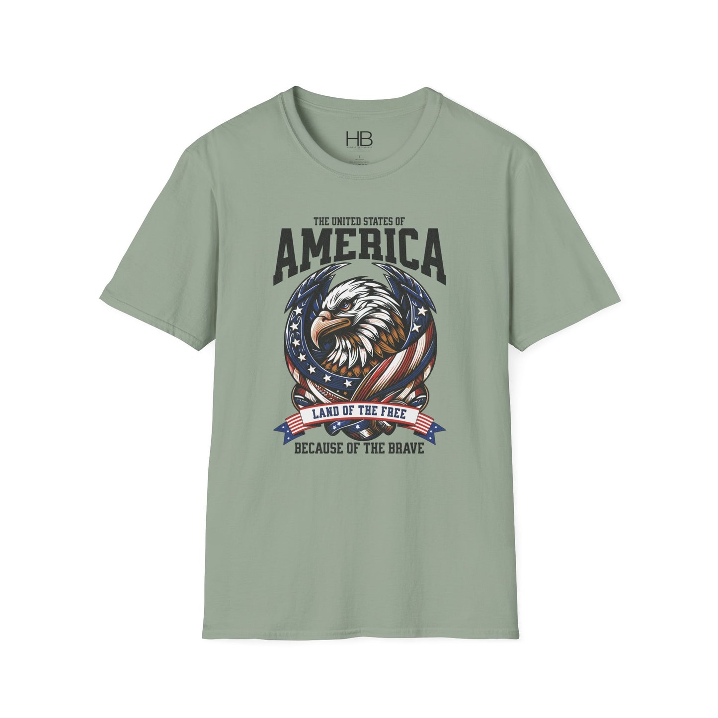 Land Of The Free Unisex Softstyle T-Shirt Black Letter