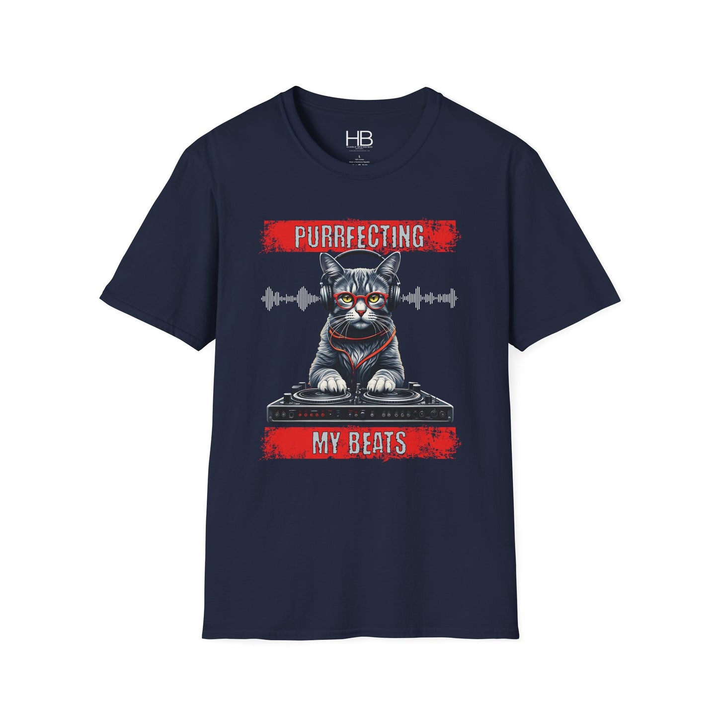 Purrfecting My Beats Unisex Softstyle T-Shirt White Wave