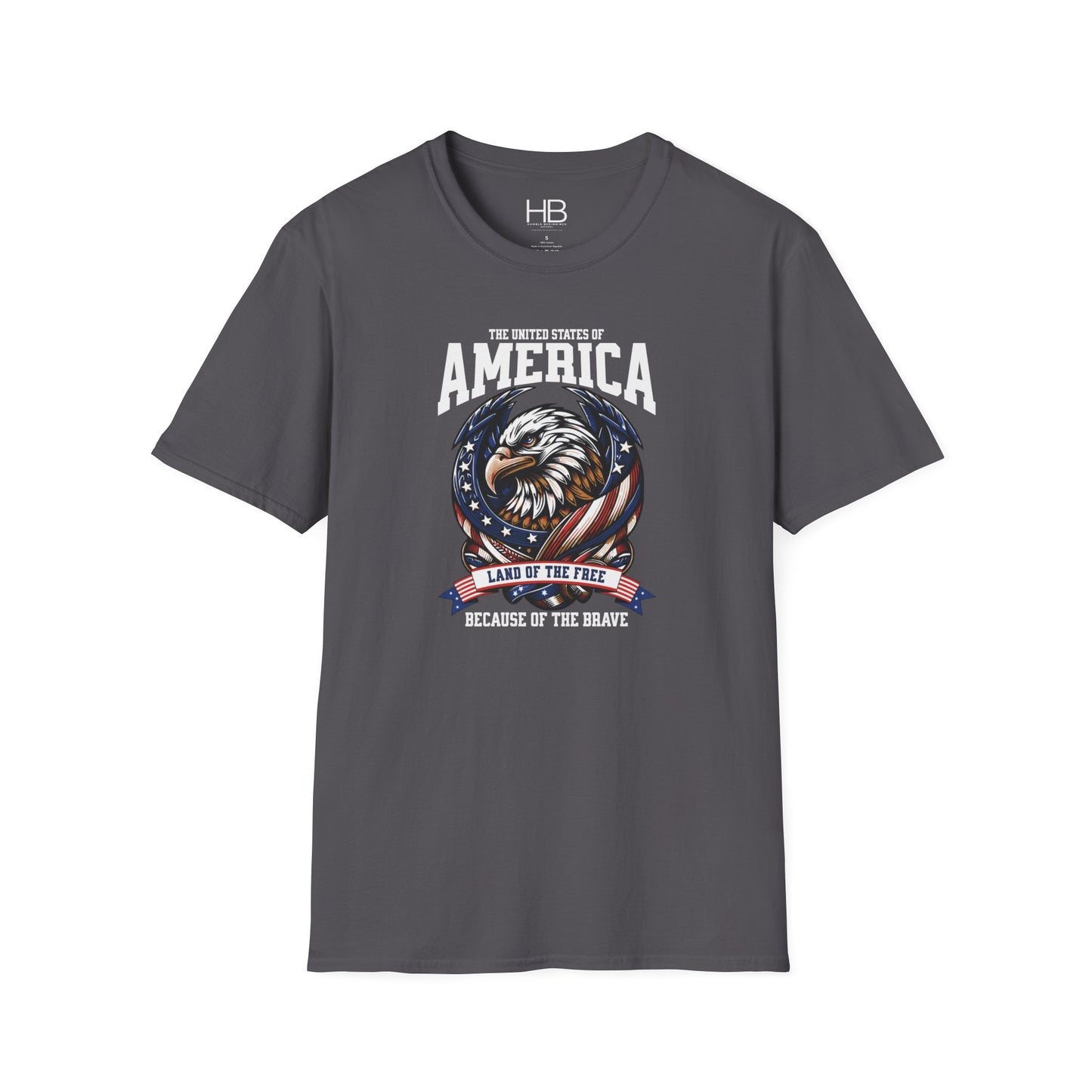 Land Of The Free Unisex Softstyle T-Shirt Black Letter