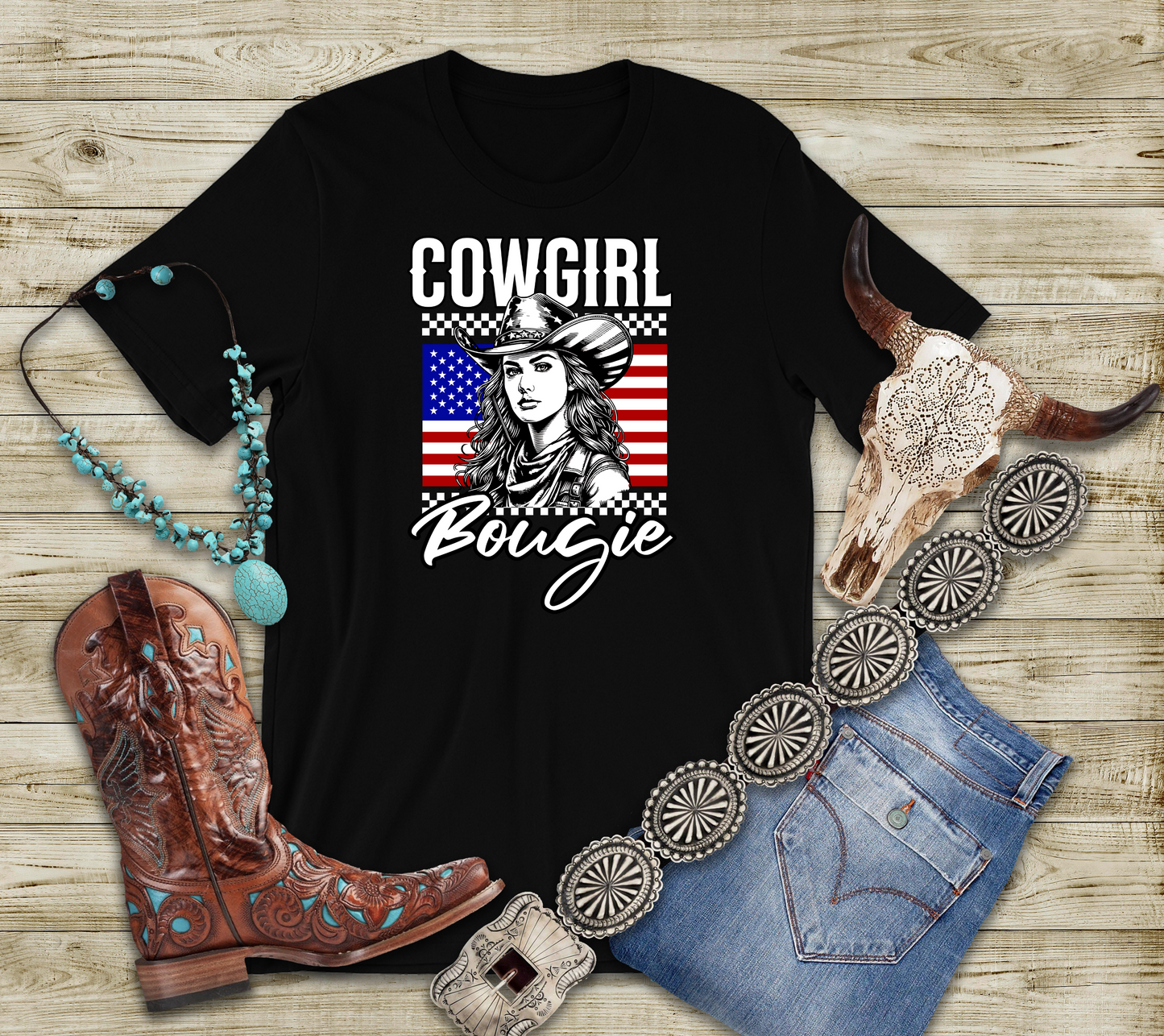 Cowgirl Bougie Flag T-Shirt