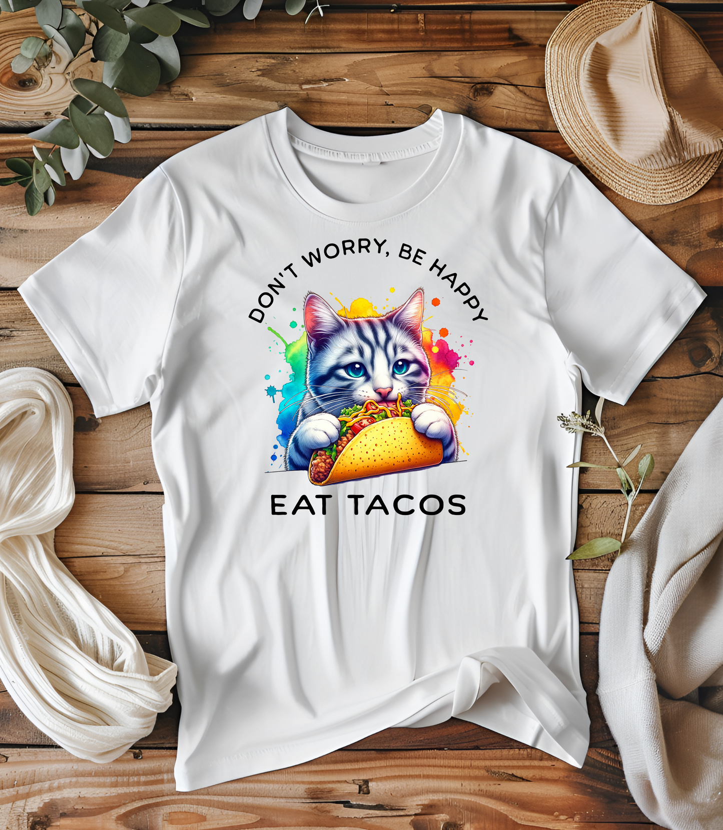 Don't Worry Be Happy Eat Tacos Unisex Softstyle T-Shirt