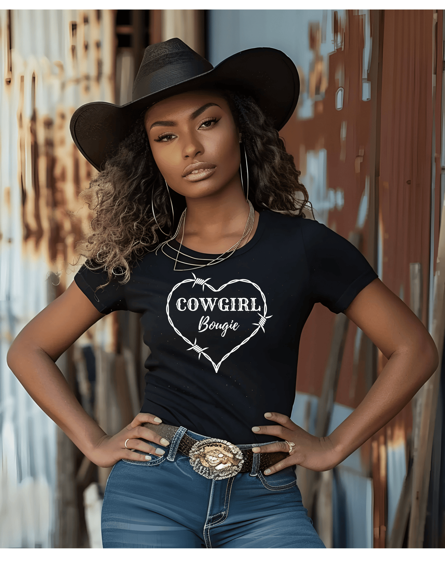 Cowgirl Bougie Barbed Wire Heart Unisex Softstyle T-Shirt