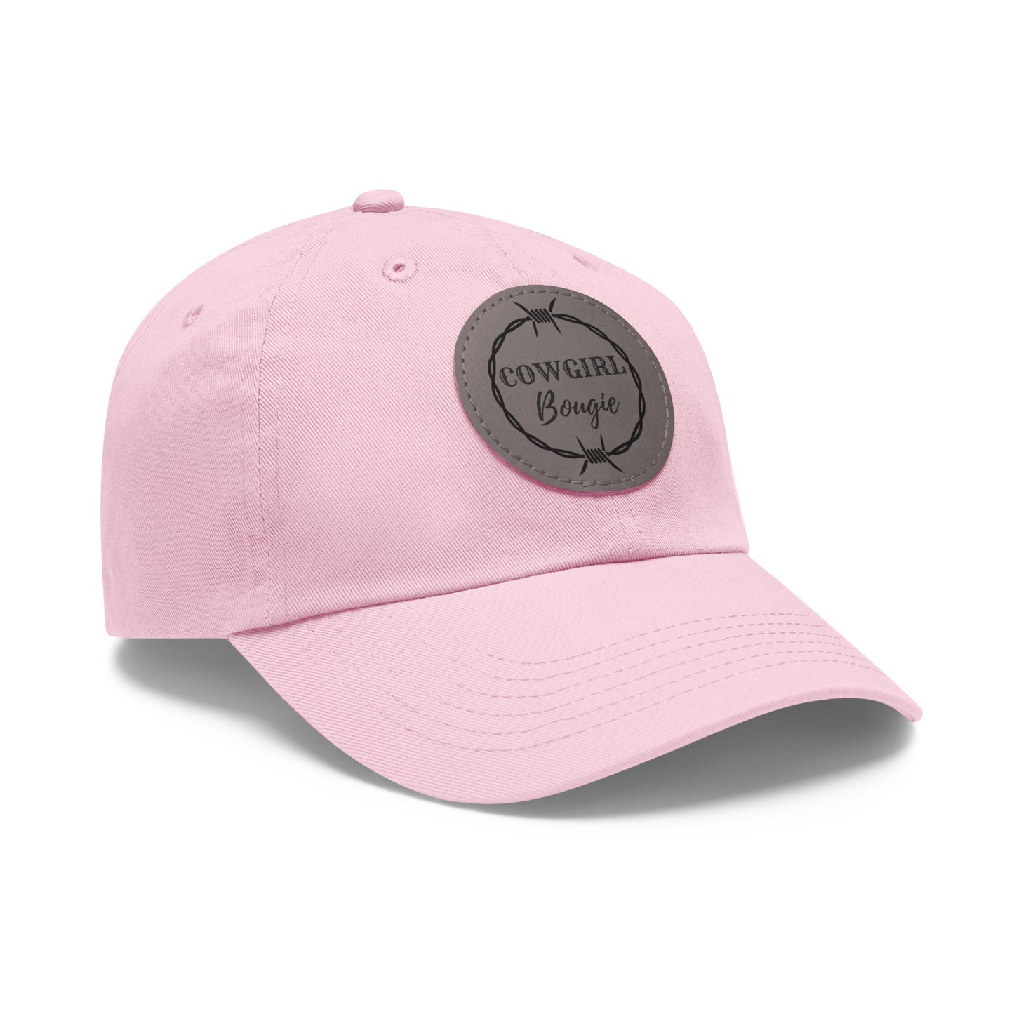 Cowgirl Bougie Barbed Wire Circle Logo Hat with Leather Patch (Round)