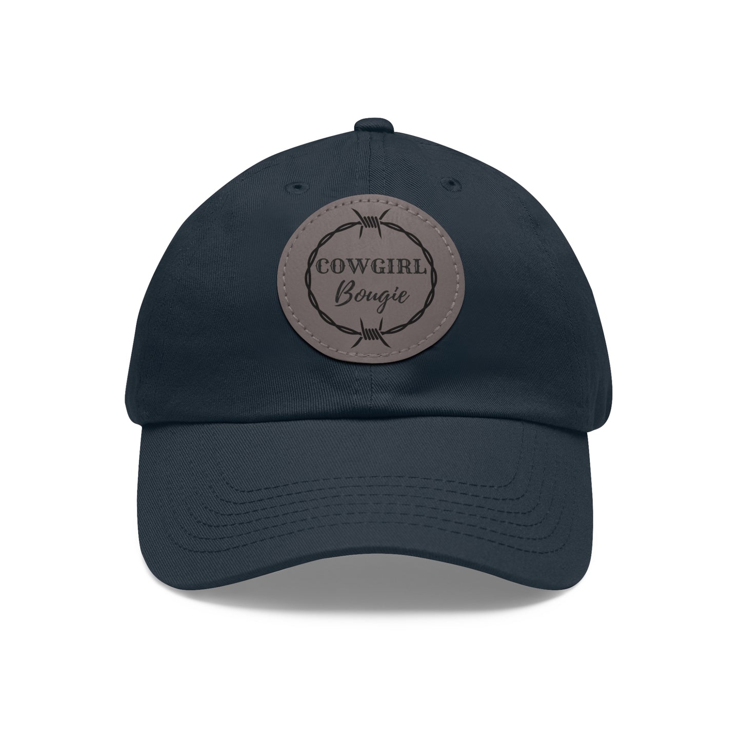 Cowgirl Bougie Barbed Wire Circle Logo Hat with Leather Patch (Round)