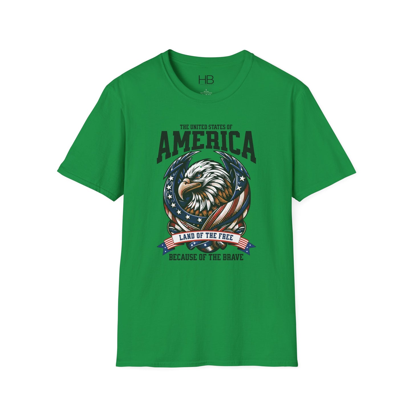 Land Of The Free Unisex Softstyle T-Shirt Black Letter
