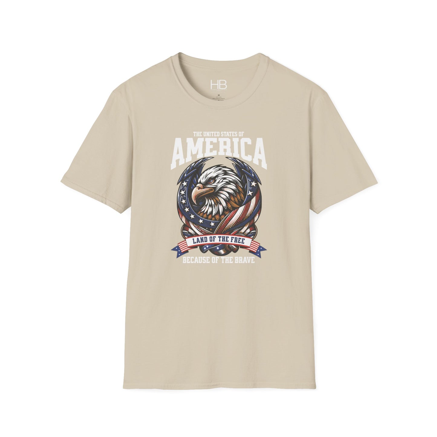 Land Of The Free Unisex Softstyle T-Shirt Black Letter